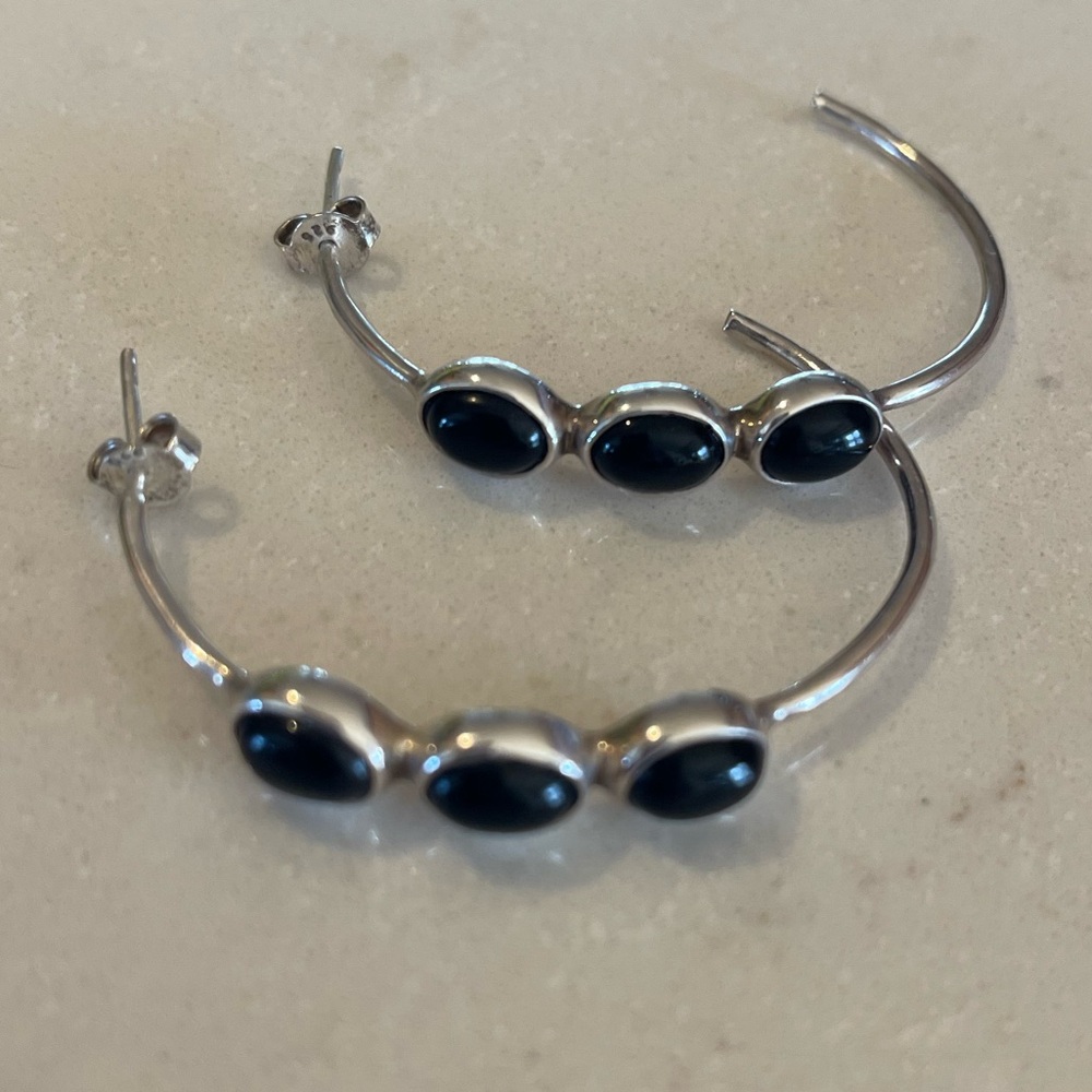 Sterling Silver Onyx Earrings
